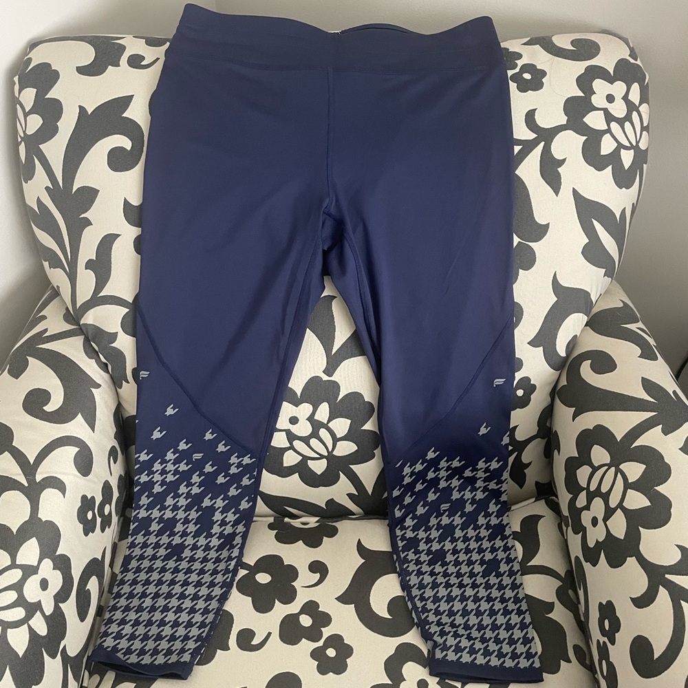 Fabletics Navy and Gray Patterned Leggings
